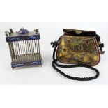 Cage. An unusual enamel decorated cage, circa late 19th to early 20th Century, with dragon finials