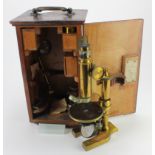 Ernst Leitz Wetzlar brass microscope (no. 28046), manufactured for 'C. Baker, 244 High Holborn,