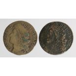 Ireland (2) James II Jacobite War "gunmoney" large shillings: 1689 Jan Fair and 1689 Dec or Oct,