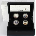 Five Pounds 2016 silver proof four-coin set "A Portrait of Britain" aFDC/FDC boxed as issued