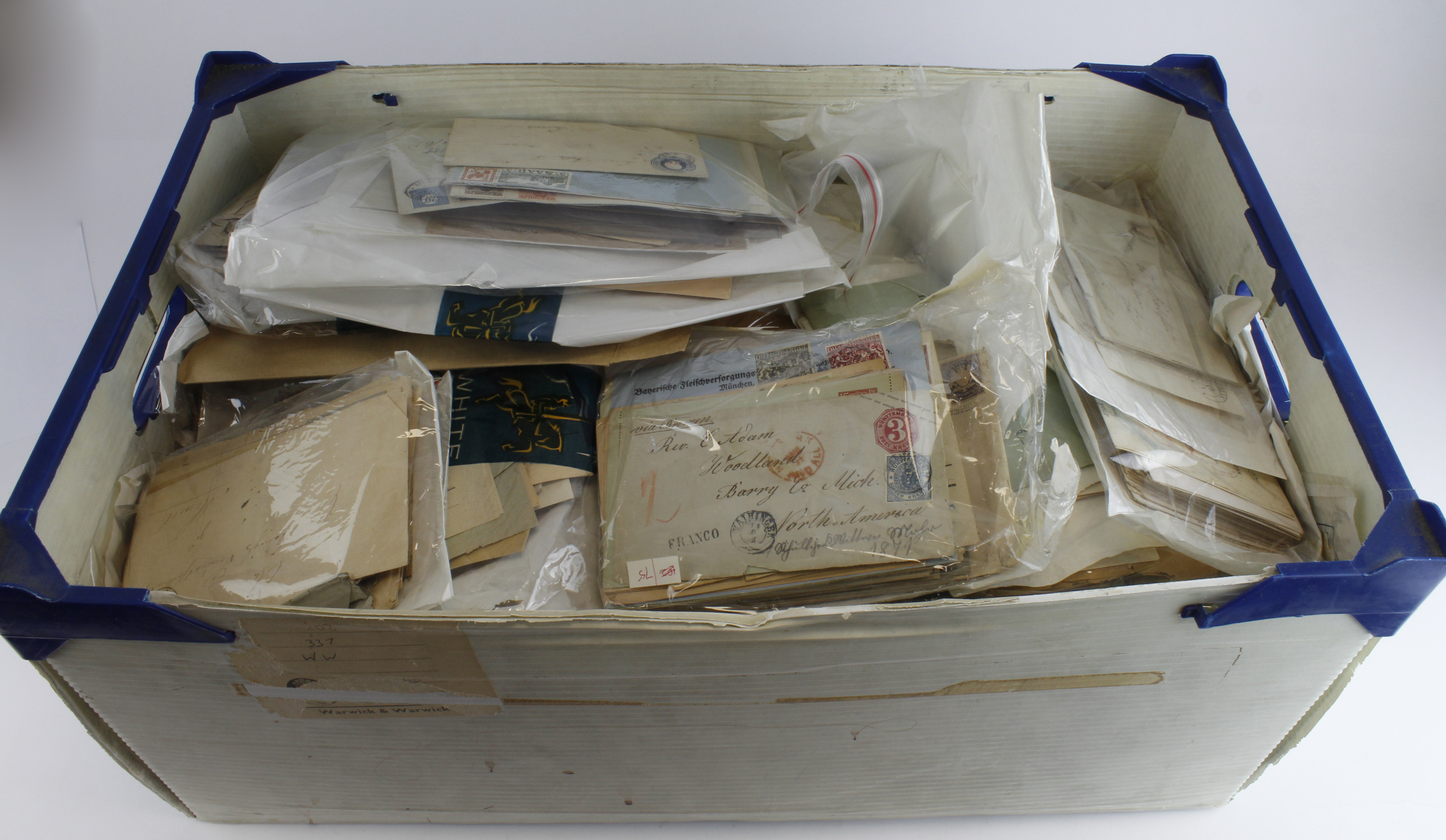 German Postal history, hundreds of Covers and cards in large box, with much earlier material, inc