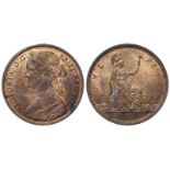 Penny 1874 o6 rG, AU with lustre.