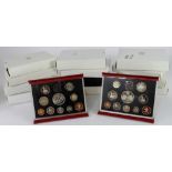 GB Royal Mint Proof Sets (14) Red Deluxe Editions: 1985, 86, 87, 88, 89, 90, 91, 1997, 98, 99, 2005,
