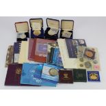 GB & World commemorative coins, medals, and sets (27 items/sets) including 2x Britannia ounces on
