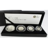 Royal Mint: The 2009 UK Britannia Four-Coin Silver Proof Set, aFDC (light toning) cased with cert