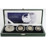 Royal Mint: Britannia Collection 2005 Silver Proof Four-Coin Set, aFDC (light toning) cased with