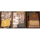 Accumulation of cigarette cards, in 2 large boxes & a crate, sets (some in pages others in albums)