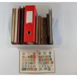 World stamps in plastic box with various stockbooks and albums (Qty) Buyer collects