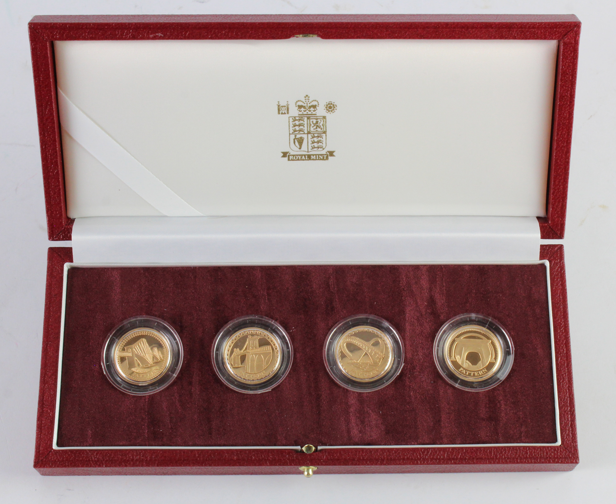 Royal Mint: United Kingdom Pattern Collection: Bridge £1 four-coin set (gold proof) 2003, FDC