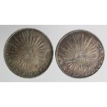 Mexico (2) silver: 8 Reales 1839 Go PJ nEF, and Peso 1900 Zs FZ GEF
