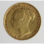 Sovereign 1886M, St George, Melbourne Mint, Australia, VF, light scratches.