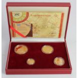 South Africa gold proof Krugerrand 4-coin set 2005, FDC cased with certs.