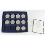 World Silver Proof Crown-size issues (10) a mixture from the "History of Gt Britain" & "Lest we