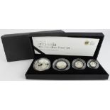 Royal Mint: The 2008 UK Britannia Four-Coin Silver Proof Set, aFDC (light toning) cased with cert