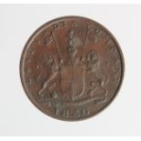 India, East India Company, Bombay Presidency copper Quarter Anna 1830, aVF
