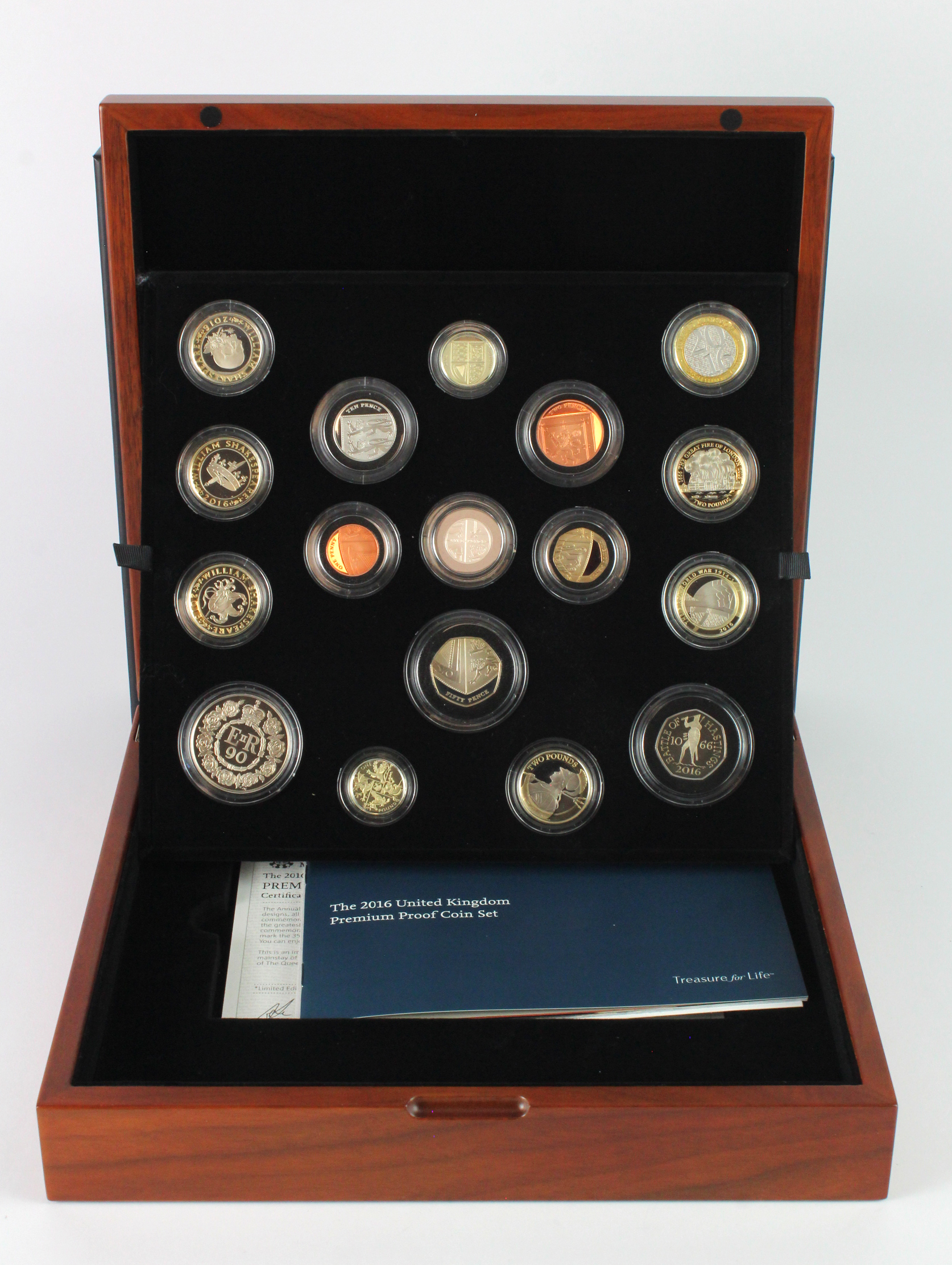 Proof Set 2016 "Premium" issue (16 coins plus medallion). aFDC boxed as issued