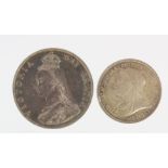 Victorian silver (2): Shilling 1893 proof-like toned AU, a few surface marks, slight misstrike,