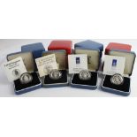 GB One Pound Silver Proof (16) Standard 1984, 85, 86, 87, 88, 89, 90, 91, 93 & 1994 along with