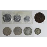 China (8) 19th-20thC assortment including Kwangtung milled silver minors, mixed grade.