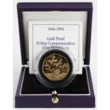 Fifty Pence 1994 "D-Day" gold proof FDC boxed as issued