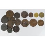 GB & Ireland copper & bronze coins & tokens (18) 17th-20thC mixed grade, some GIII with lustre