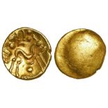 Ancient British Iron Age Celtic, imported Gallic War gold stater c.60-50 BC, uniface series E, S.11,