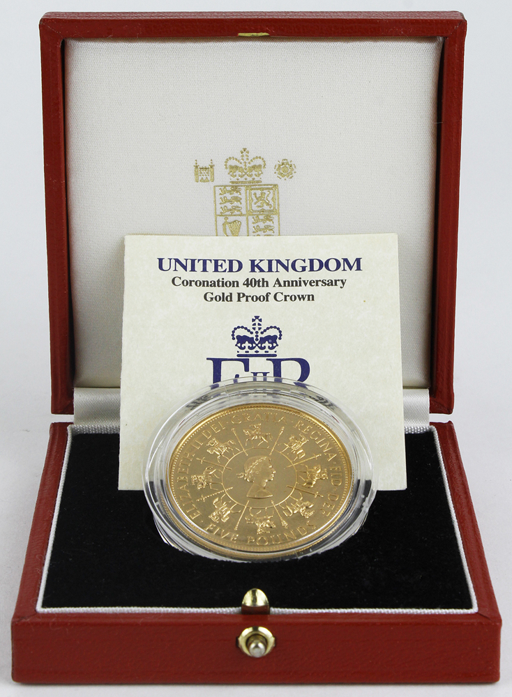 Five Pounds 1993 gold Proof FDC boxed as issued