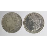 USA, Morgan Silver Dollars (2): 1879 VF, and 1921S Fine.