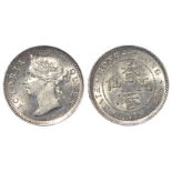 Hong Kong silver 5 Cents 1899 BU