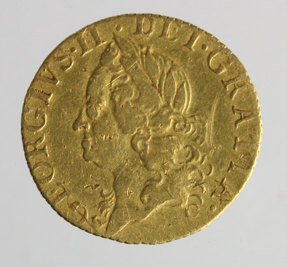 Half Guinea 1758 scuffed (dug up) F-GF