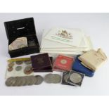GB & World Coins and Sets, 19th-20thC including 4x GB "flat pack" proof sets, some Crowns, silver