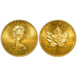 Canada, 1oz .999 pure gold Maple Leaf $50 1980, AU.