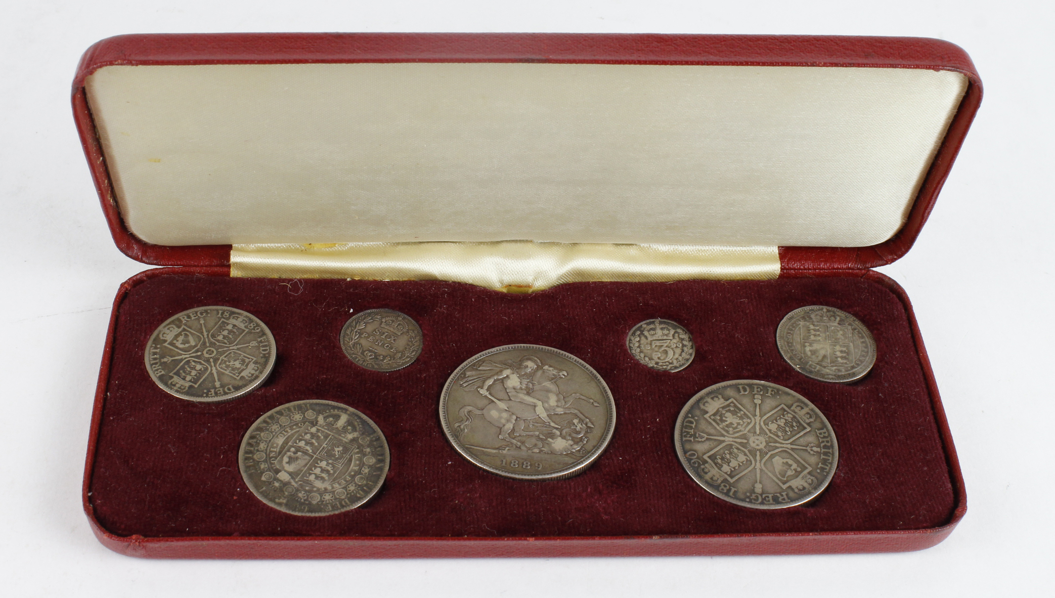Victoria (Jubilee) Specimen Set, a modern case containing 7 coins, Crown to Threepence, a mixture of