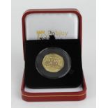 Gibraltar Fifty Pence 2019 "D-Day" gold proof (8g). FDC boxed as issued but missing certificate