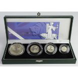 Royal Mint: 2001 Silver Proof Britannia Collection (4 coins) aFDC, light toning, cased with cert.