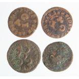 Malta, 4x 18thC copper Grano, Fair to GF