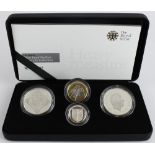 Royal Mint: The 2008 UK Silver Proof Piedfort Four-Coin Collection, aFDC (light toning) cased with