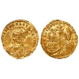 Byzantine gold solidus of Basil II Bulgaroctonus (976-1025) with Constantine VIII (Constantinople AD