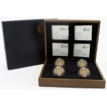 One Pound four coin gold proof set 2010/2011 (Belfast, London, Cardiff & Edinburgh). FDC boxed as