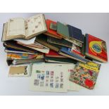 Heavy large box of World material in several albums / stockbooks, various sizes. Album pages, some