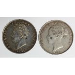 Halfcrowns (2): 1826 lightly cleaned VF, and 1885 nVF, tone spot.