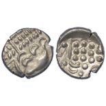 Ancient British Iron Age Celtic silver stater of the Durotriges, mid 1c BC to mid 1c AD, S.366, 5.