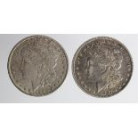 USA, Morgan Silver Dollars (2): 1887O GVF, and 1900 EF small scratch.