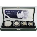 Royal Mint: Britannia Collection 2005 Silver Proof Four-Coin Set, aFDC (light toning) cased with