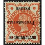 Bechuanaland Protectorate 1890 ½d stamp with the error overprint "Protectorate" inverted, mint but