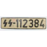 German Waffen SS Number Plate. The stamp appears to be Hungarian.