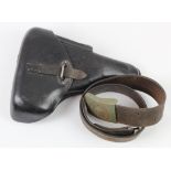 German army belt & buckle with black leather P38 holster.