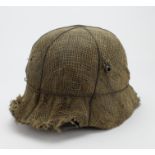 Imperial German M16 Stalhelm with liner and Hessian sack cloth / sandbag cover, probably restored in