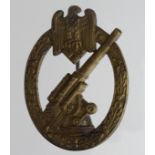 German Army Flak badge in bronze, minor verdigris