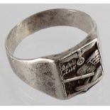 German "Battery Todt" Silver Ring. UK Size U ½ US Size 10.5.